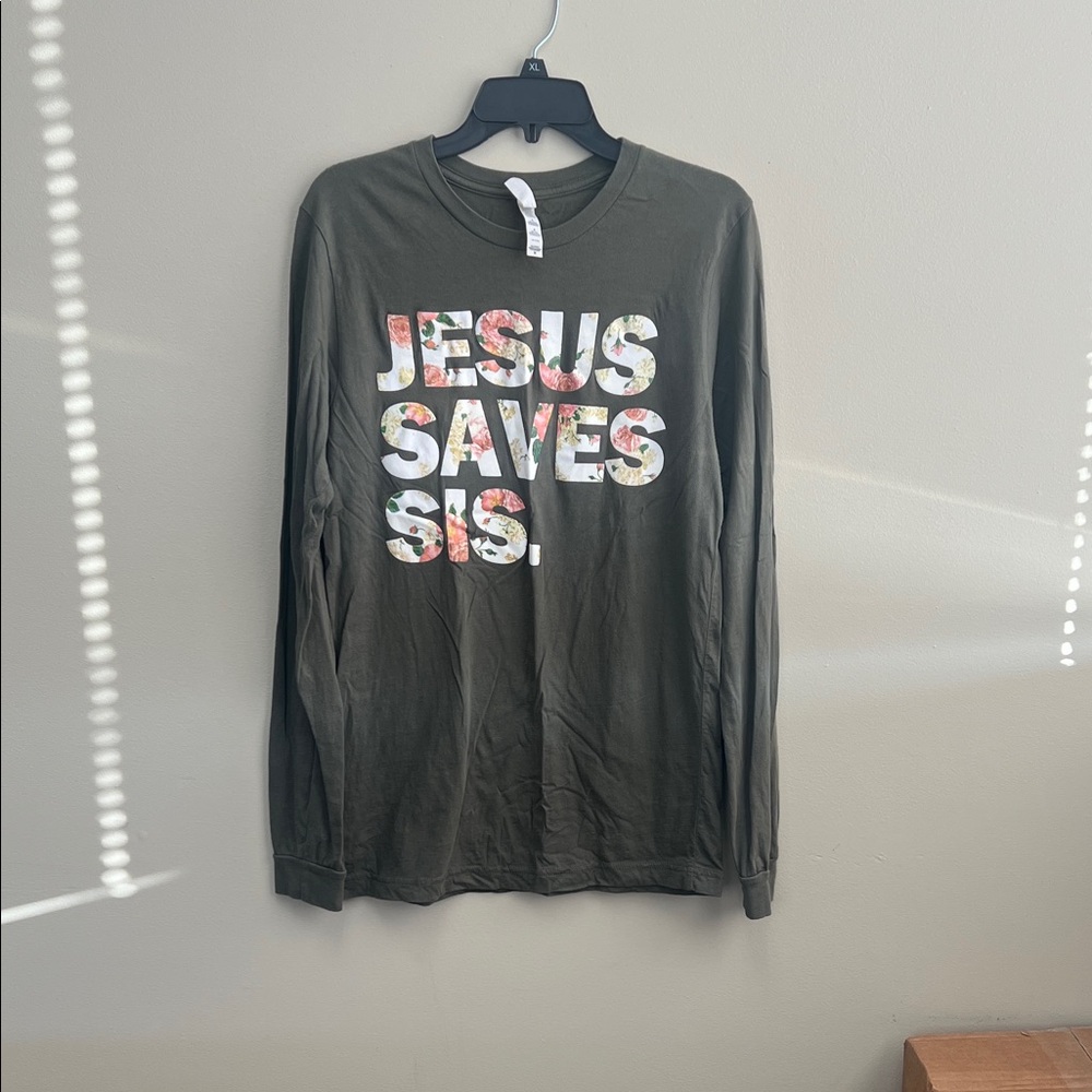 Bella canvas Jesus saves Sis long sleeve T shirt EUC - Picture 1 of 3